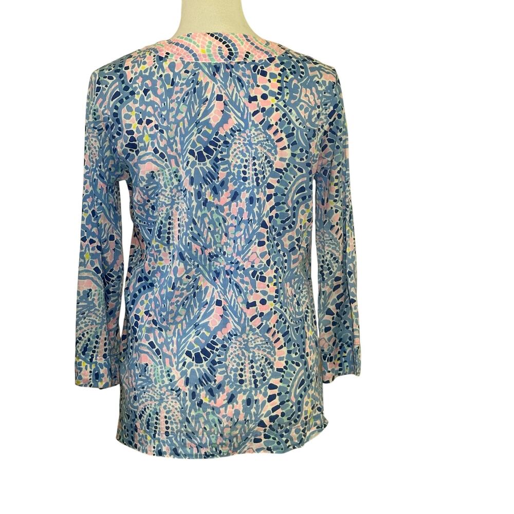Lilly Pulitzer "Amelia Island" 100% Cotton Tunic Blouse Multi Colored Shirt Sz S - Picture 2 of 9